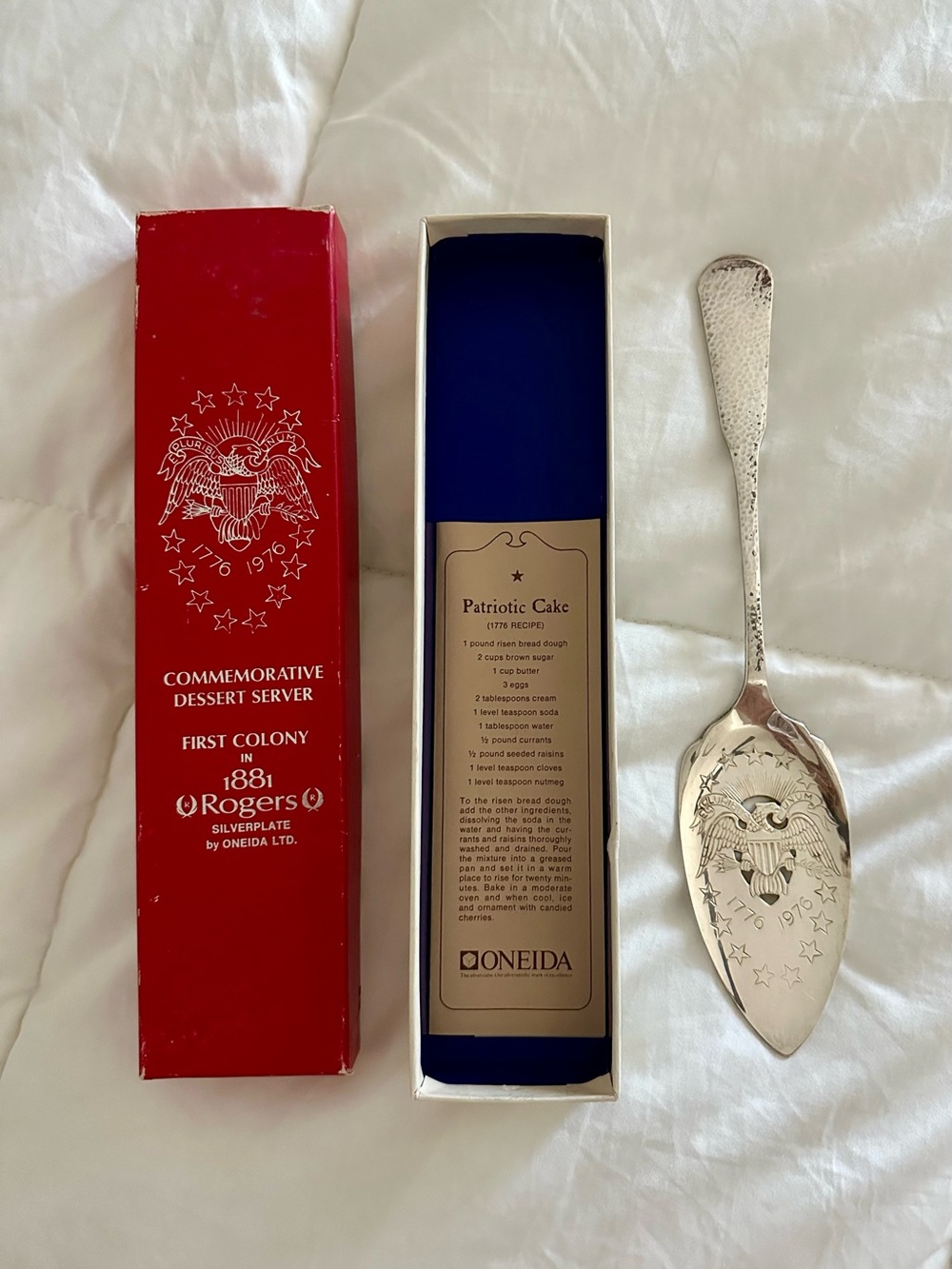 Oneida Red and Silver Commemorative Dessert Server Box